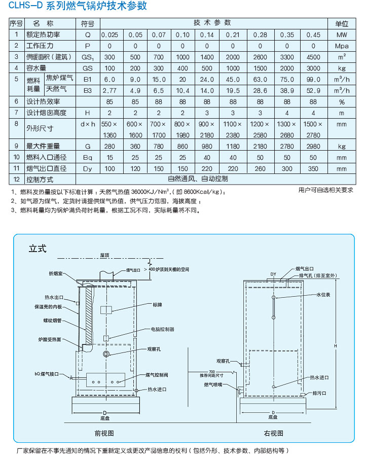 CLHS-D立式燃气常压热水锅炉